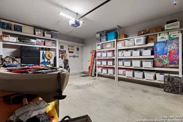 a room with furniture and storage