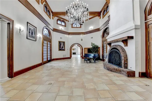 an empty room with windows