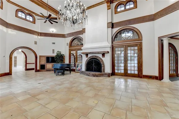 an empty room with windows