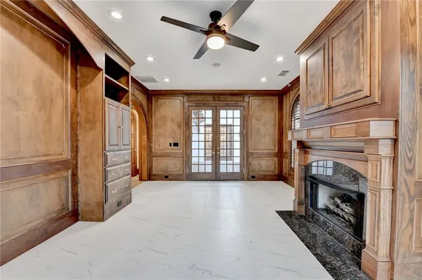 a view of lake with a city