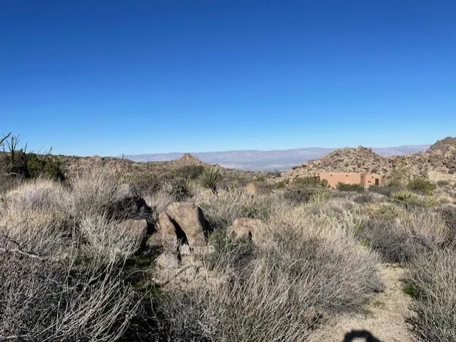a view of a mountain range with trees in the background
