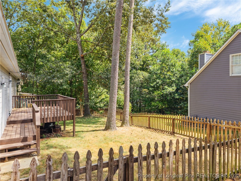 5302 Middleton Road Durham, NC 27713 - Photo 38 of 40 a view of backyard with wooden fence and trees