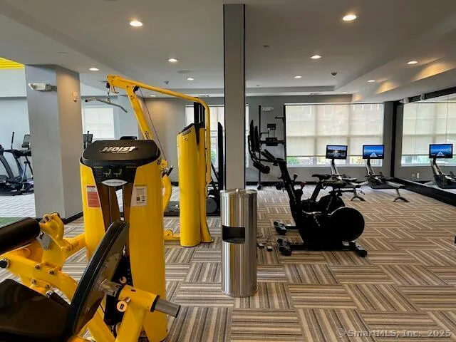 a view of a room with gym equipment