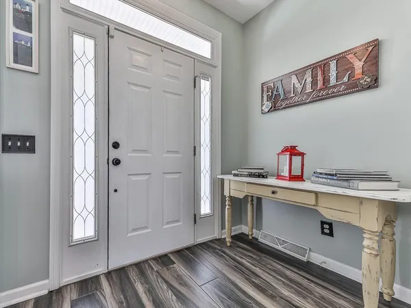 a view of a hallway with workspace
