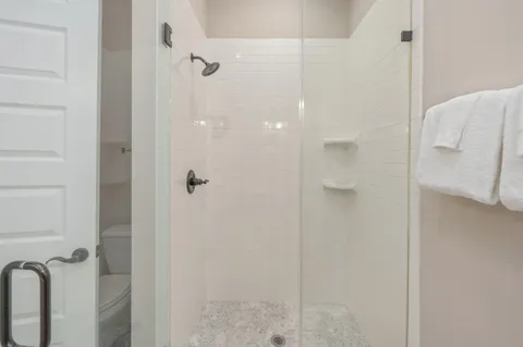 a bathroom with a bathtub
