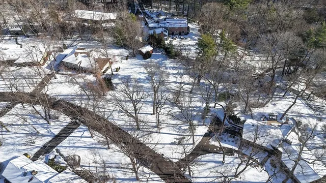 a backyard of a house with lots of trees