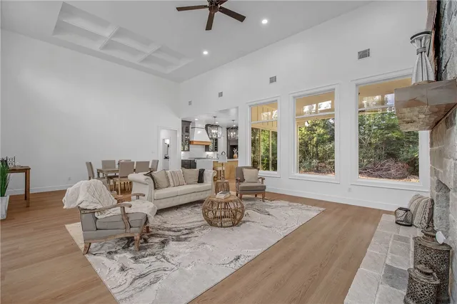 a view of cabinets and wooden floor