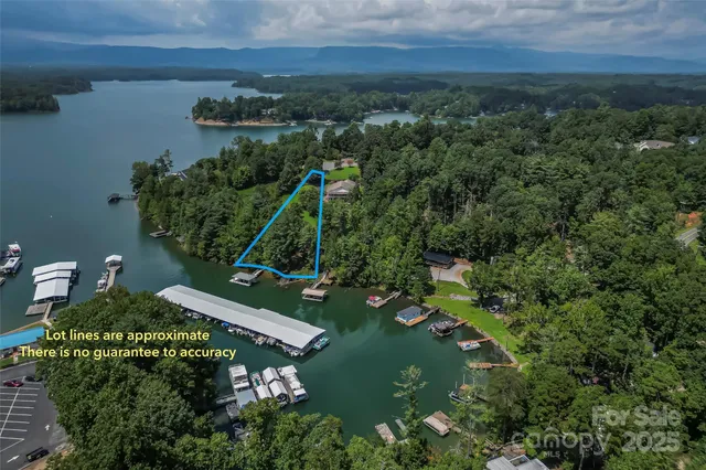 an aerial view of a house with a yard lake and mountain view