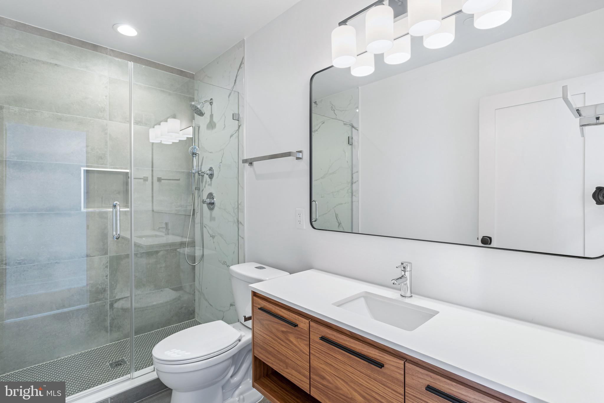 845 19th Street Northeast, Unit PH12 Washington, DC 20002 - Photo 14 of 23 a bathroom with a sink a toilet and a mirror