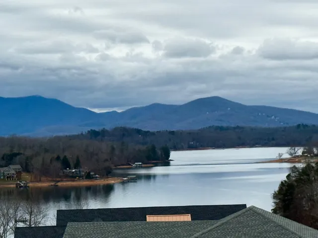 a view of lake with mountain