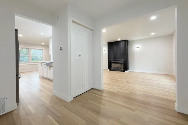 wooden floor and an empty room with wooden floor