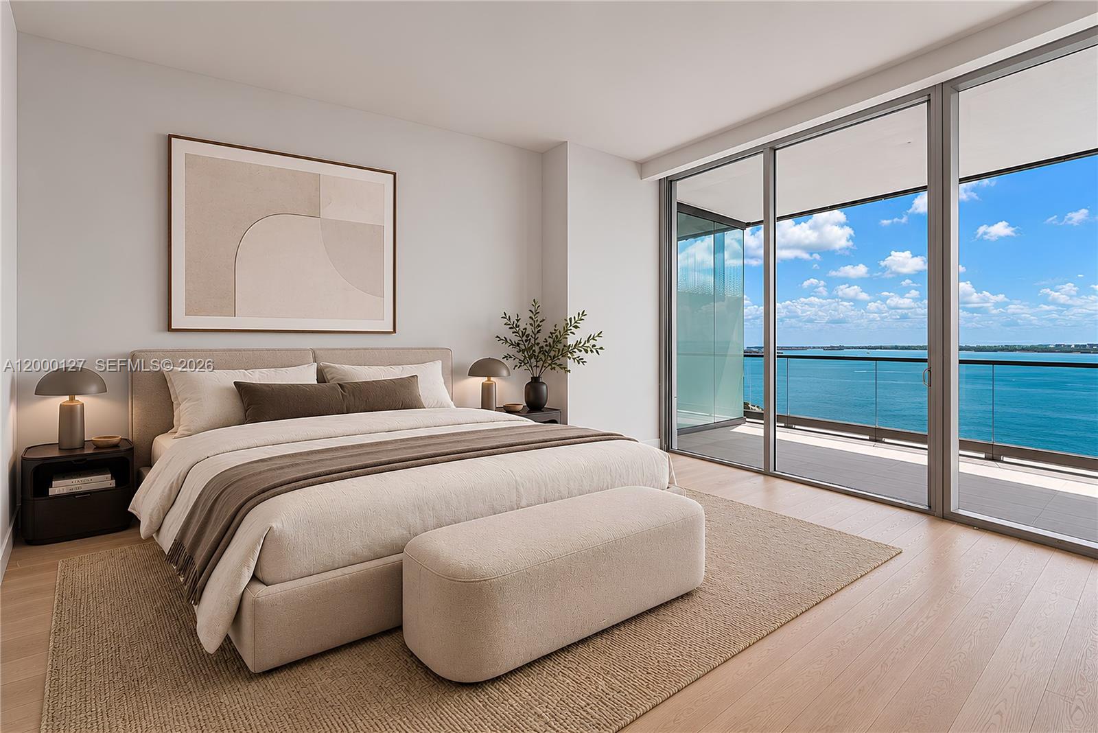175 Southeast 25th Road, Unit 3602 Miami, FL 33129 - Photo 10 of 25 a bedroom with a large bed and a balcony view