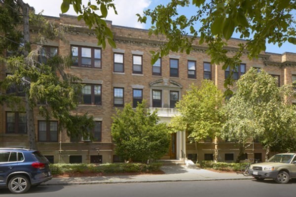 front view of a building with a street