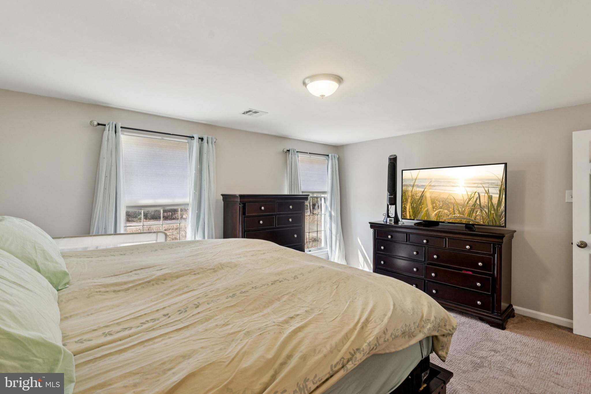 78 Rising Sun Tavern Road Millstone Township, NJ 08510 - Photo 31 of 55 a bedroom with a bed and a flat tv screen on dresser