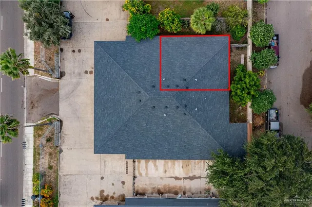 an aerial view of a house