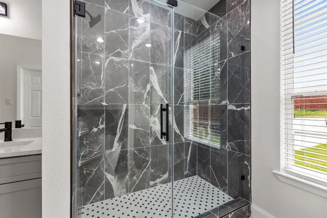 a bathroom with a shower