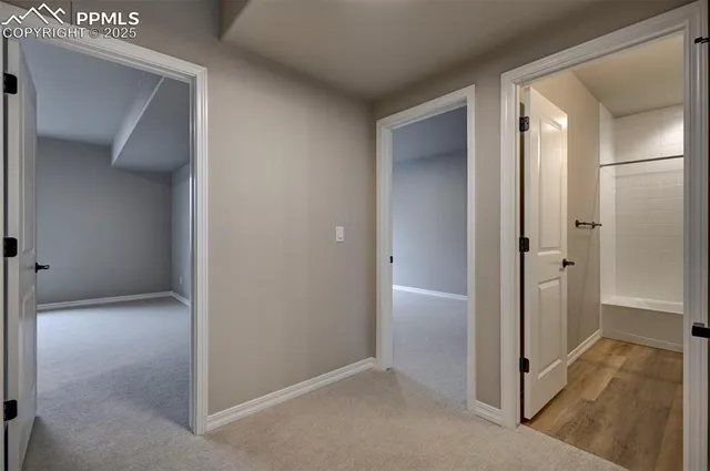 wooden floor and closet in a gallery