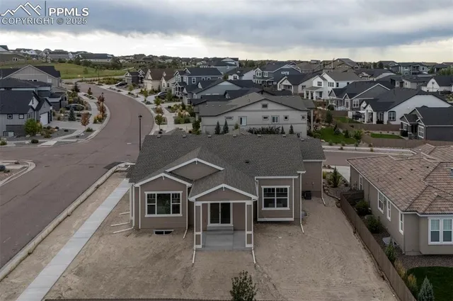 an aerial view of a house