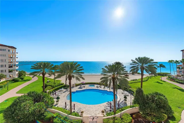 an ocean view with outdoor space