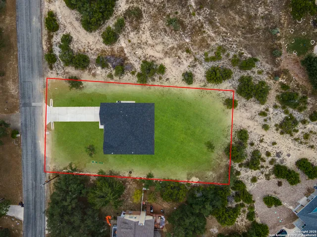 an aerial view of a house