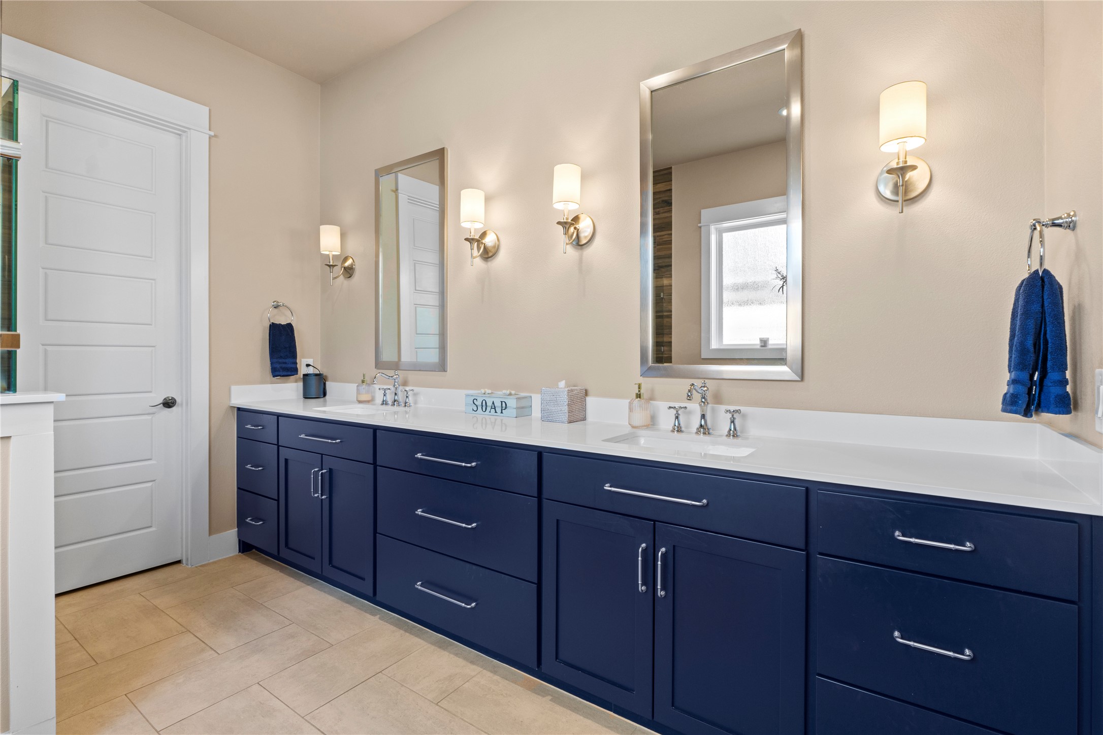 2004 Alegria Road Austin, TX 78757 - Photo 20 of 40 a bathroom with a granite countertop double vanity sink and mirror