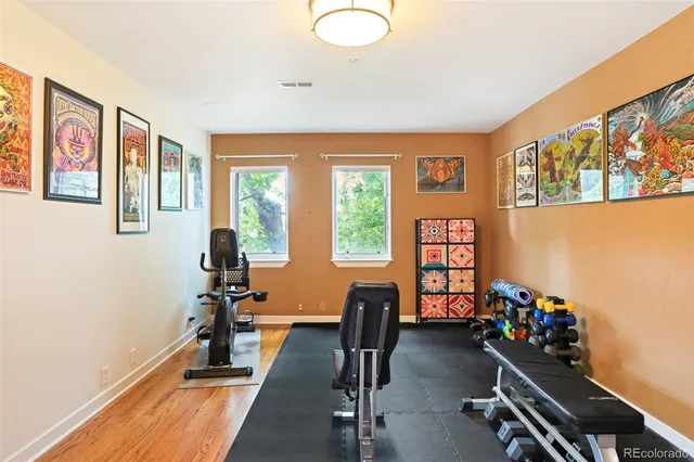 a view of a room with gym equipment