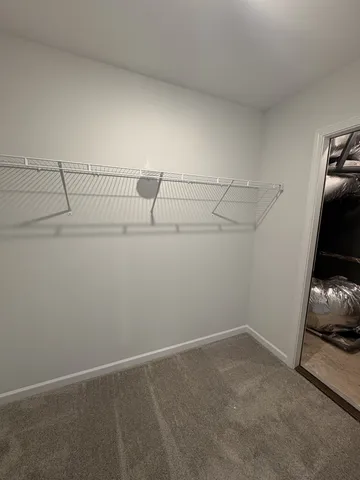 a view of a room with racks on the wall