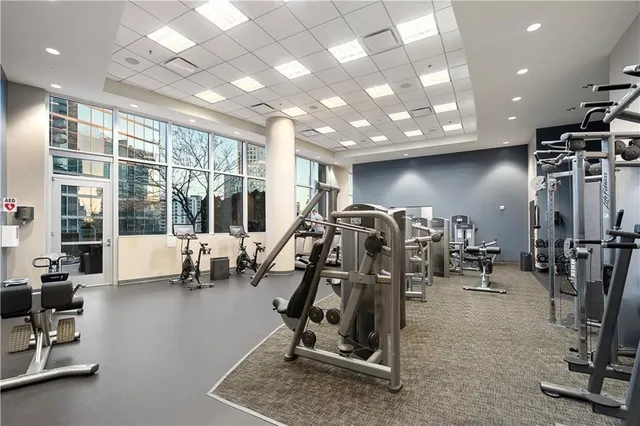 a view of a room with gym equipment