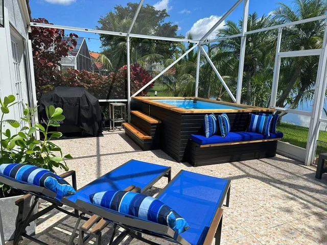 a view of outdoor space with seating