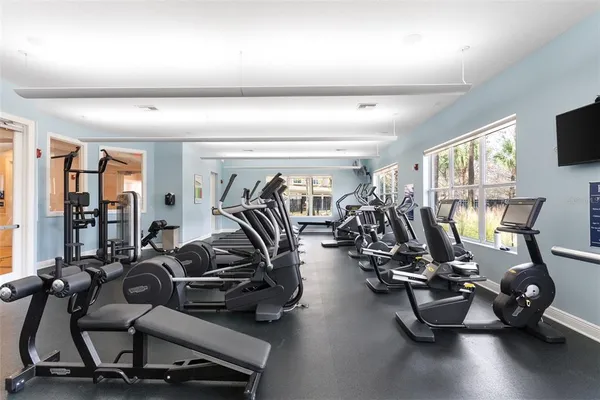 a view of a room with gym equipment