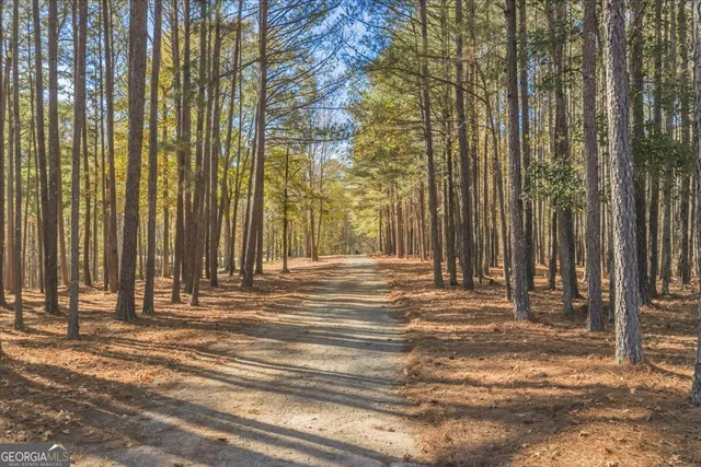 a bedroom with furniture and a large window