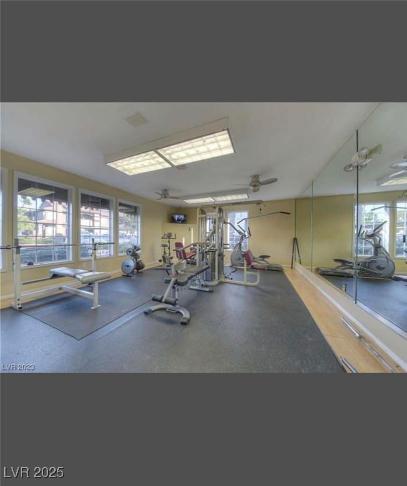 231 West Horizon Ridge Parkway, Unit 1126 Henderson, NV 89012 - Photo 32 of 33 Workout area featuring a ceiling fan