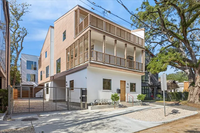 a view of a building with a street