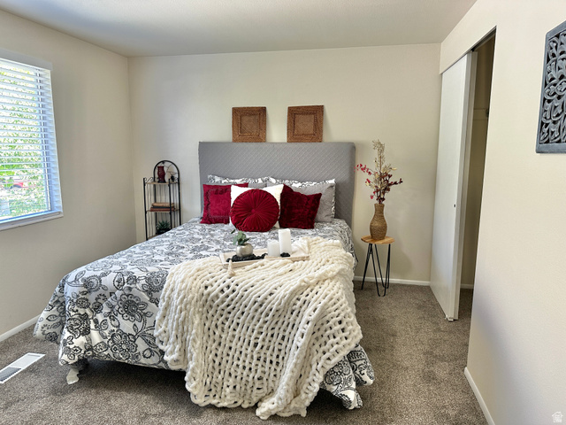 624 East Cutler Springville, UT 84663 - Photo 18 of 24 Bedroom #3 featuring a window with horizontal blinds with Mountain view, light-toned walls, and a sliding closet door