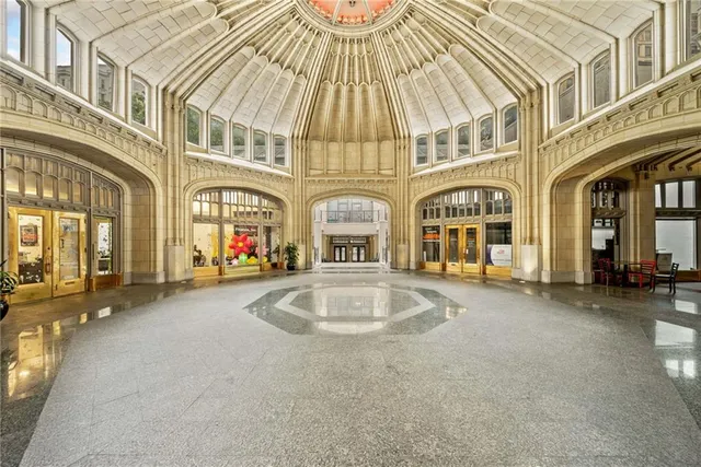 a view of a building with a balcony