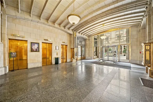 a view of a city with tall buildings