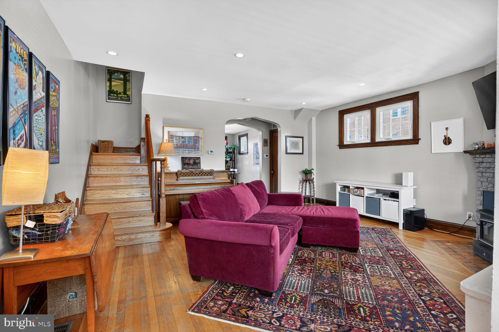 211 Ingraham Street Northwest Washington, DC 20011 - Photo 4 of 33 Living Room with Stairs to top level