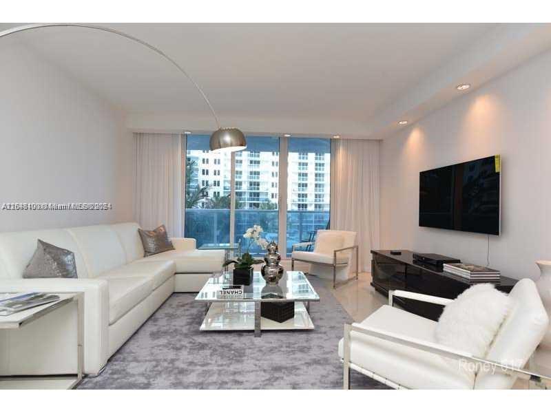 2301 Collins Avenue, Unit 617 Miami Beach, FL 33139 - Photo 2 of 8 a living room with furniture and a flat screen tv