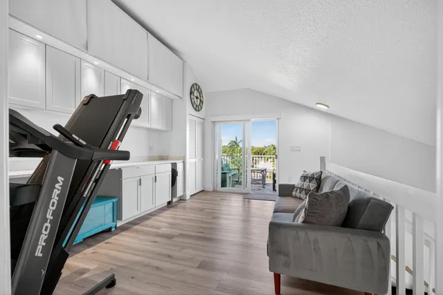 a view of a porch with furniture
