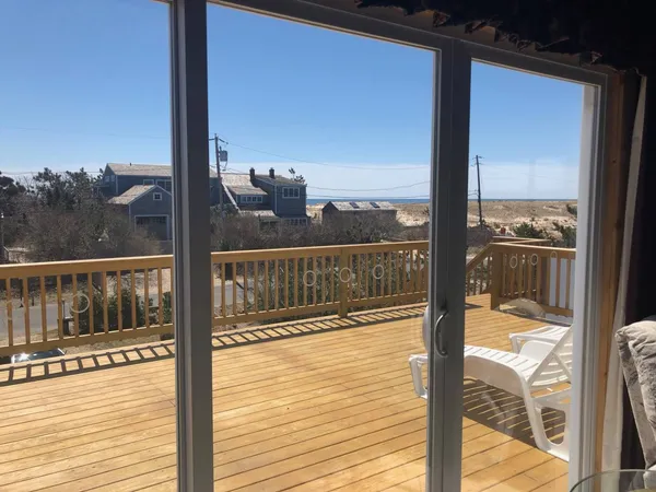 a view of a balcony with lake view