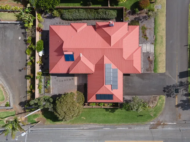 an aerial view of a house