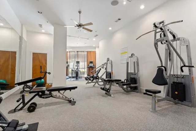 a view of a room with gym equipment