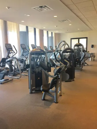a view of a room with gym equipment