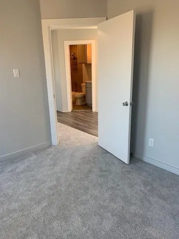 an empty room with closet