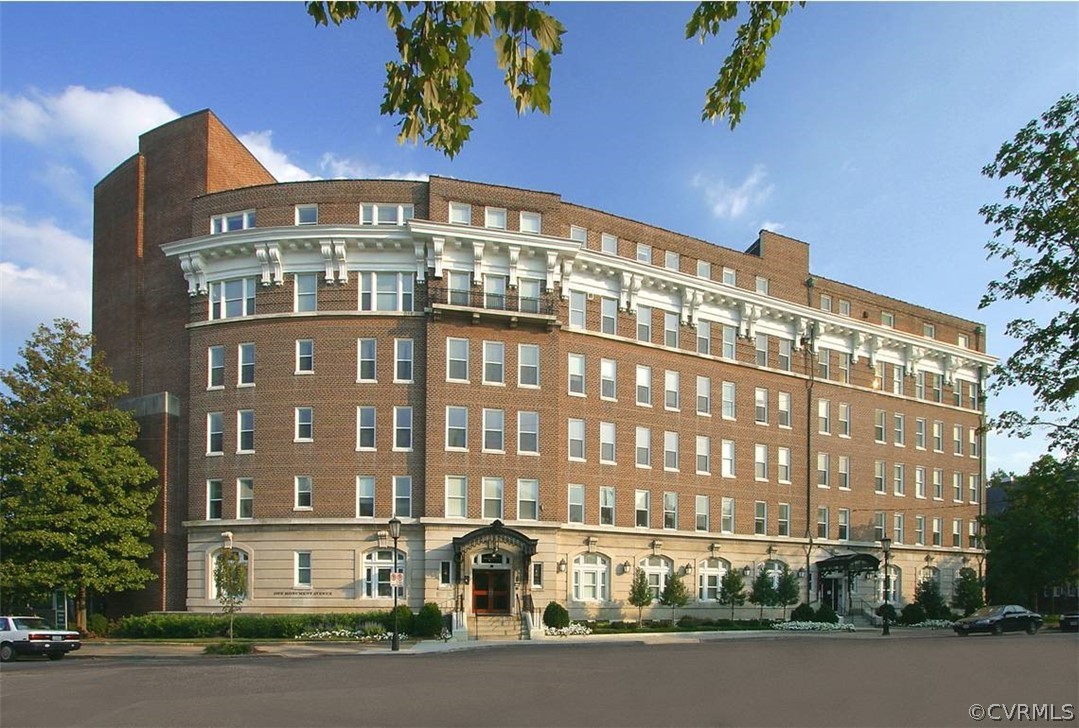 a front view of a building