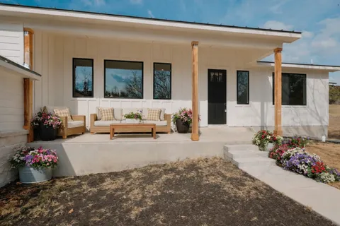 a view of a entryway door front of house
