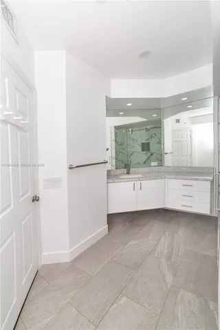 a bathroom with a bathtub