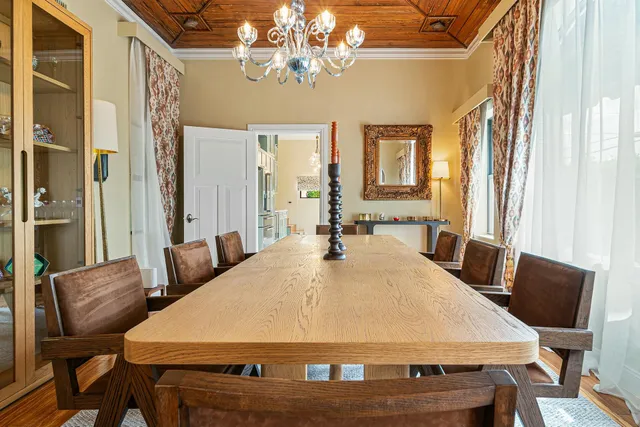 a view of balcony with wooden floor