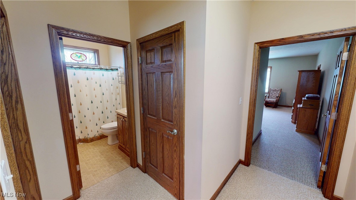 10323 Smith Road Litchfield, OH 44253 - Photo 31 of 50 Hallway featuring light carpet and baseboards
