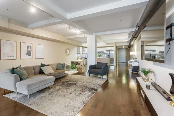 a living room with furniture and a couch
